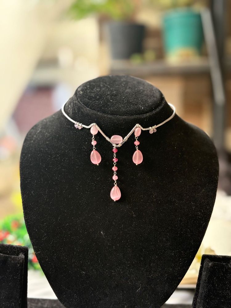 Pink Stone Choker Necklace