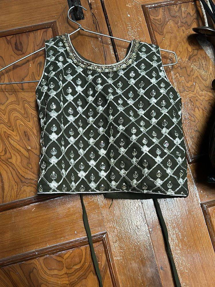 Embroidered Green Blouse