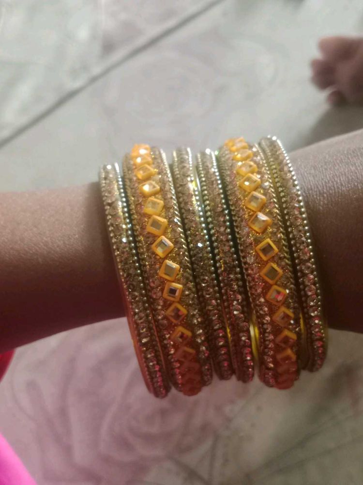 Sparkling Gold Bangles - Set of Several