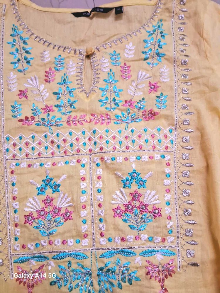 Embroidered Yellow Kurta