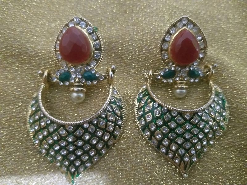 Combo Of Kundan Earring N , Pearl bracelet