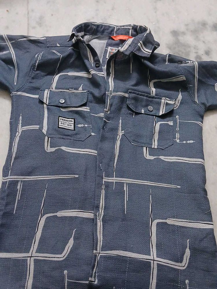Abstract Print Button-Down Shirt