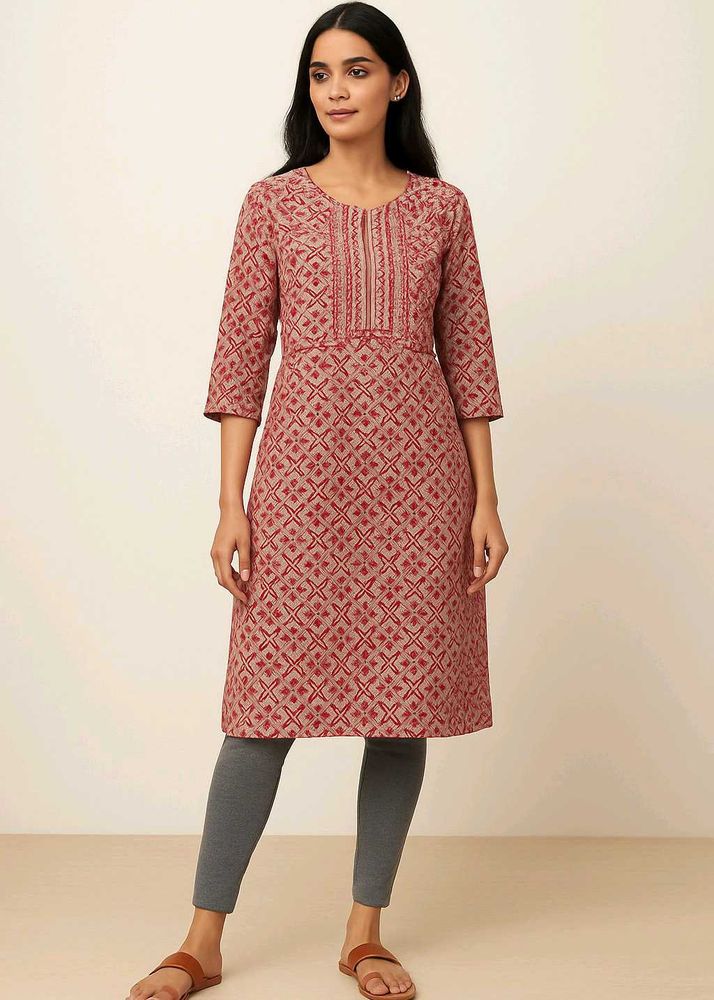 🛍️ Red Embroidered Kurta ⭐⭐⭐
