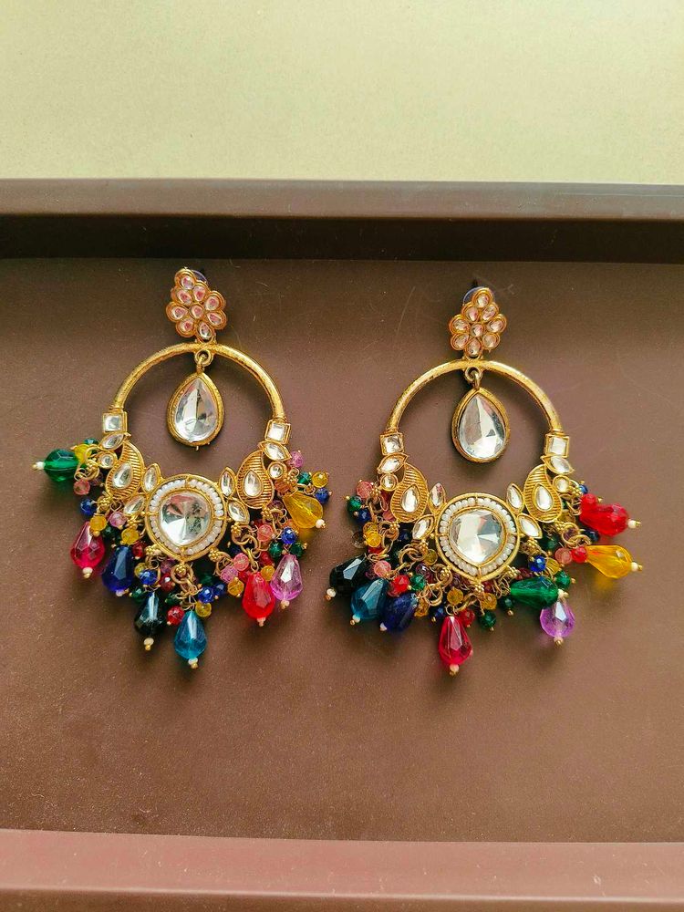 Colorful Kundan Earrings
