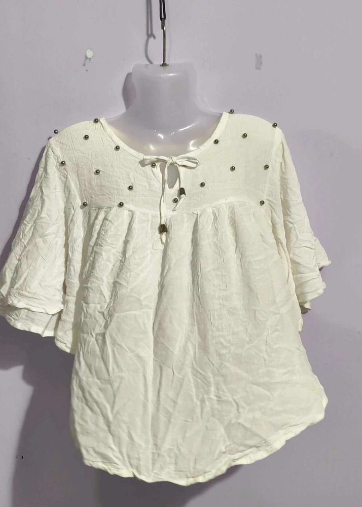 White Beaded Top