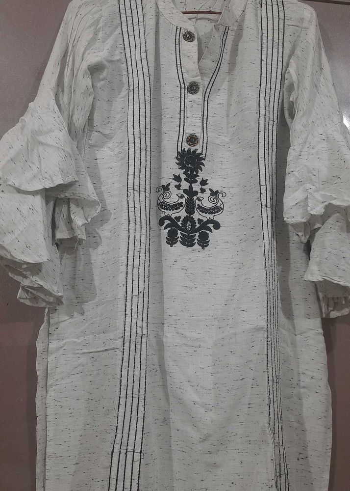 White Embroidered Kurti
