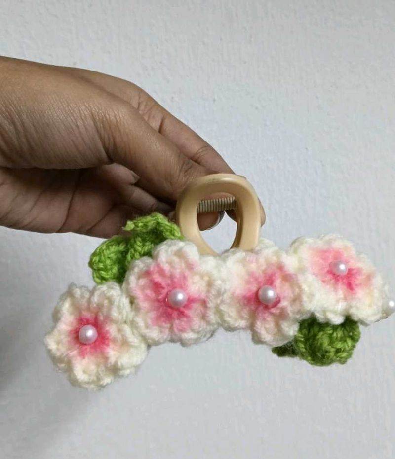 Floral Crochet Hair Claw Clip🍀🩷