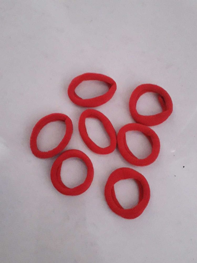 Red Hair Ties (7 Pcs)
