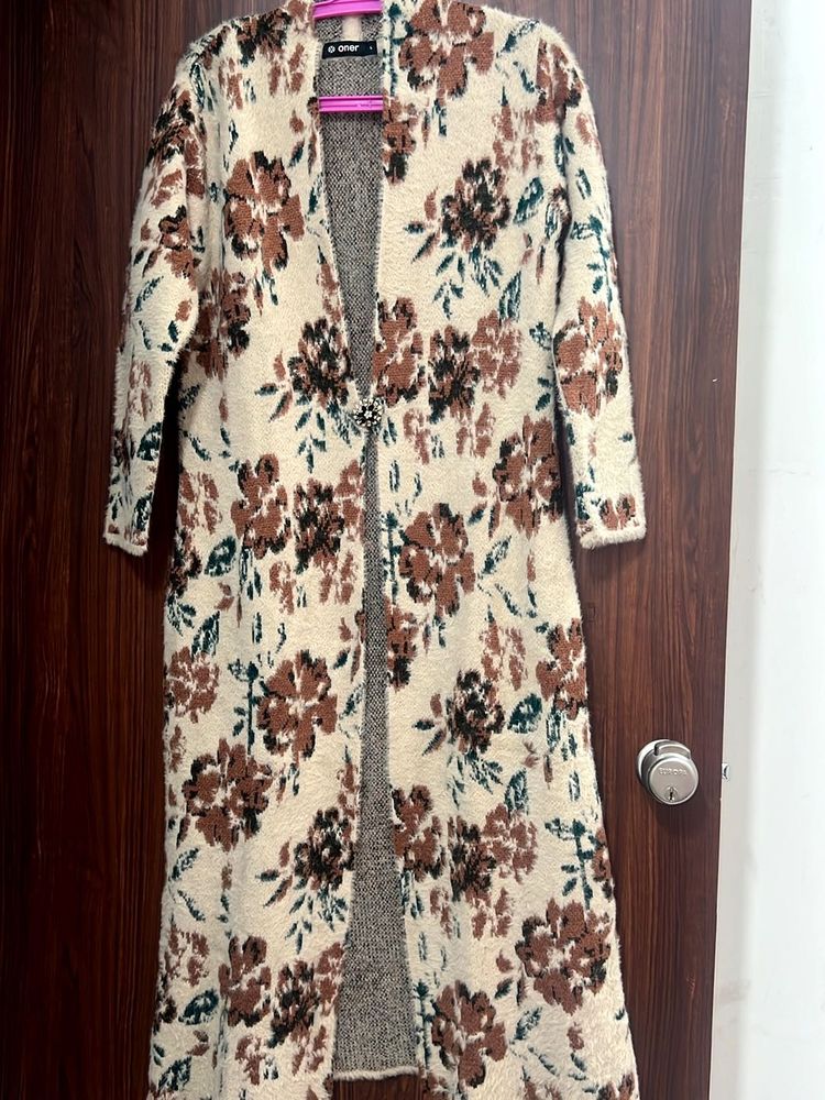 Woollen Longline Beige n Brown sweater