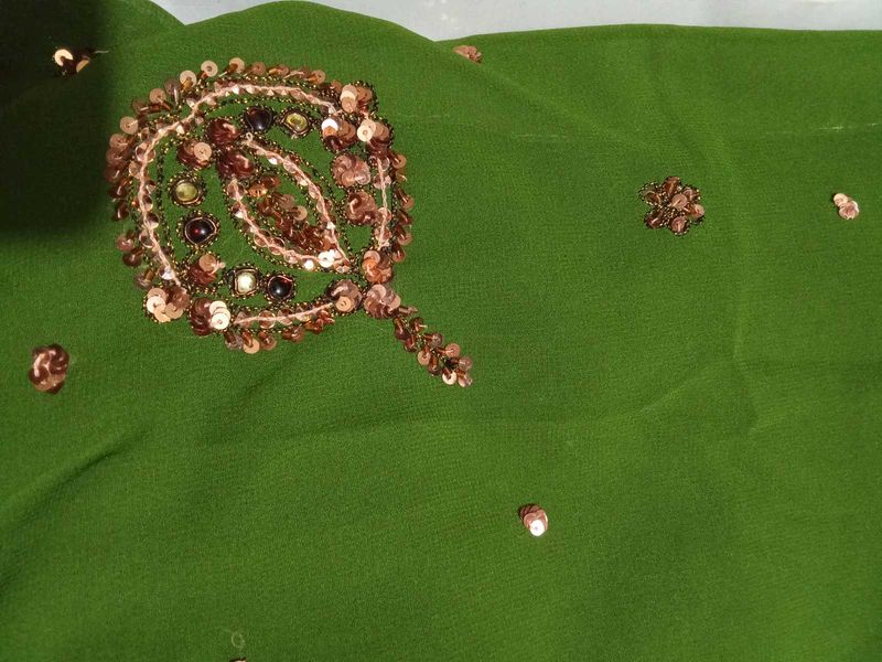 Green Embellished Fabric