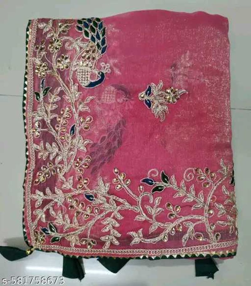 Pink Embroidered Saree 🩷