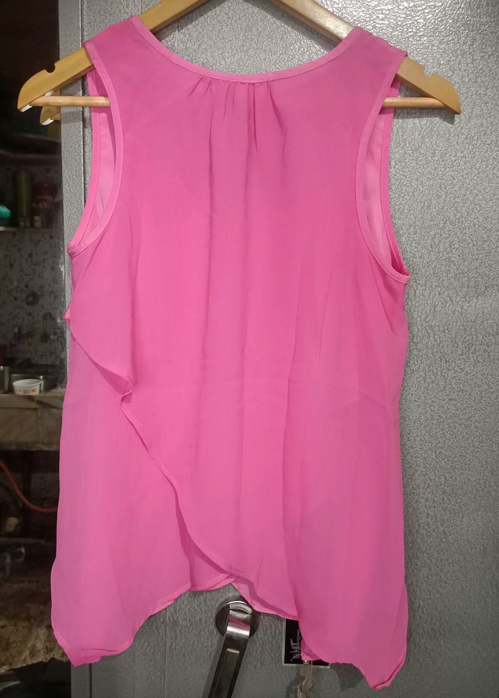 Sleeveless Pink Ruffle Top