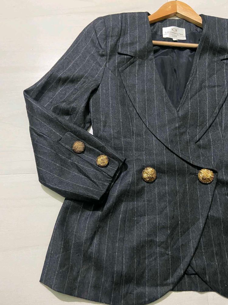 Women Charcoal Striped Blazer