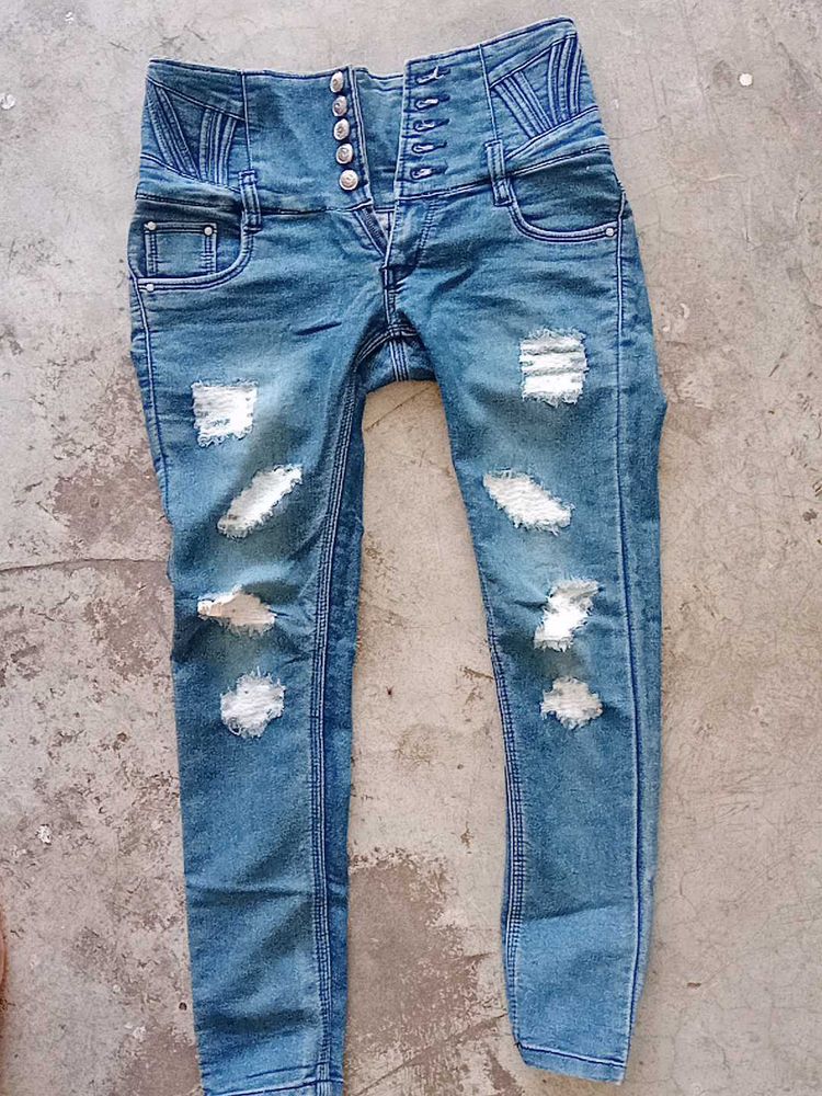 Distressed High-Waisted Jeans