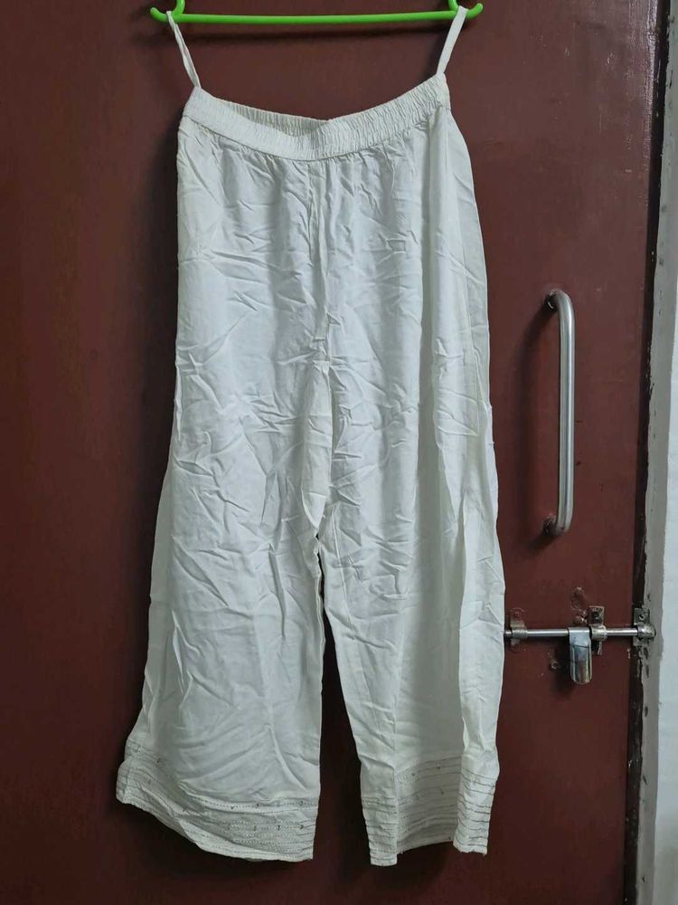 White Palazzo With Sequence Work