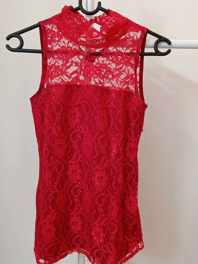 Red Lace Top