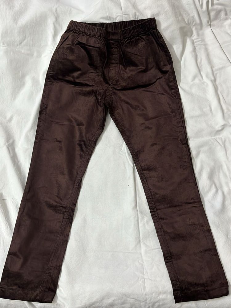 Brown Velvet Stretchable Jagging