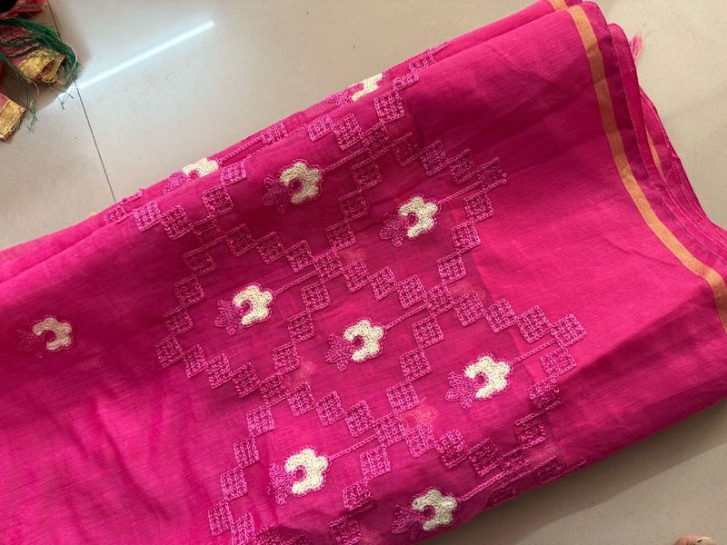 Pink Embroidered Saree
