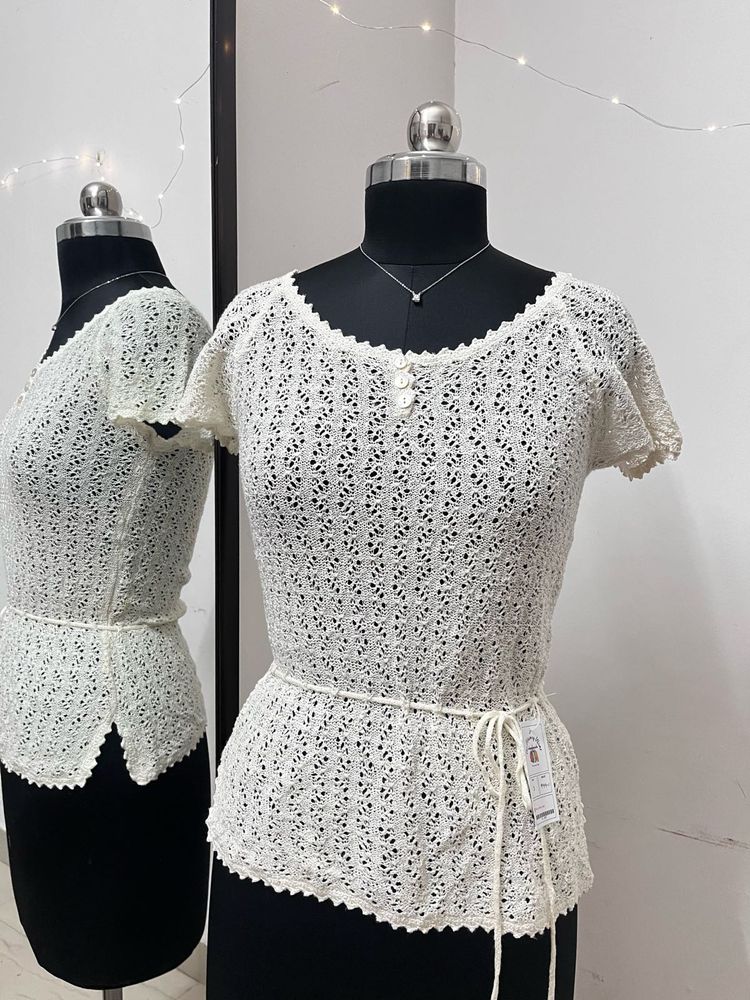White Crochet Lace Top