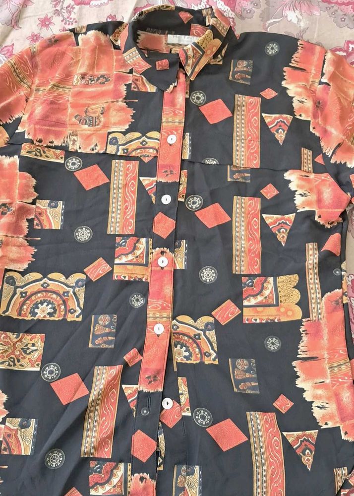 Patterned Button-Down Shirt
