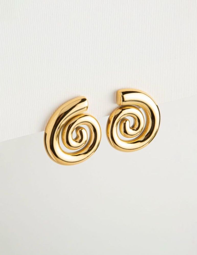 Gold Swirl Statement Earrings