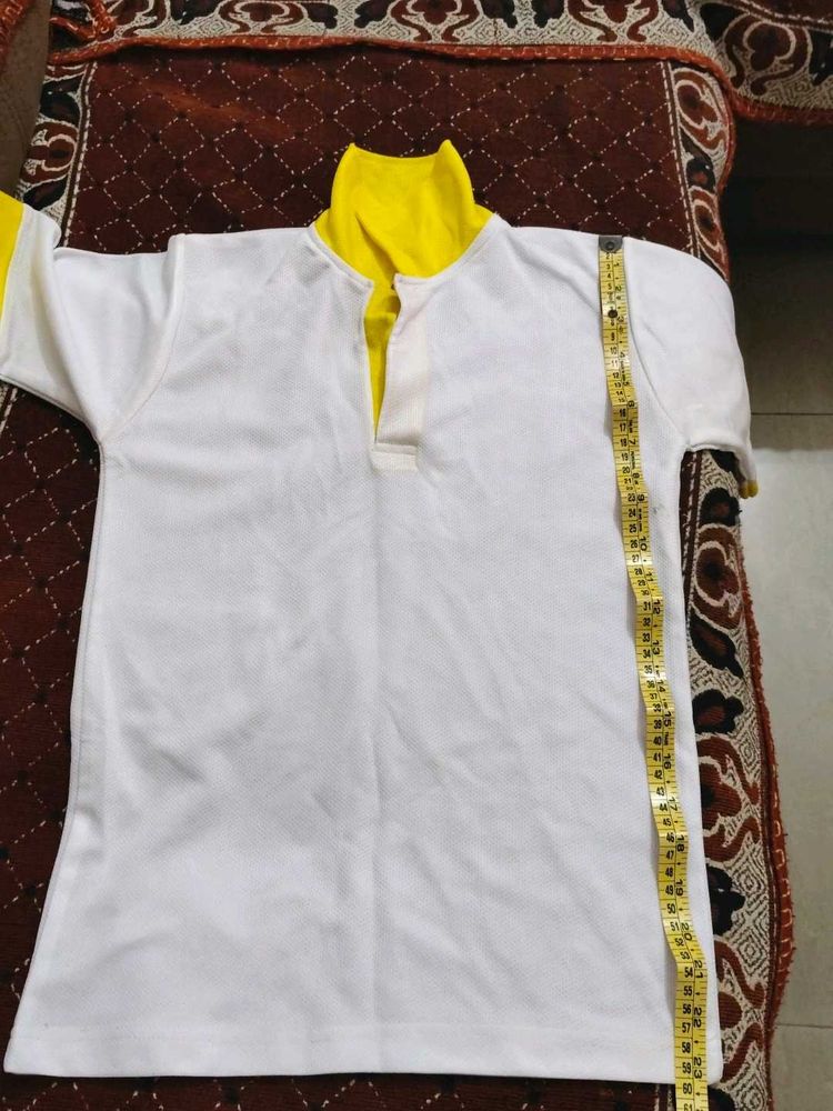White &amp; Yellow Polo Shirt