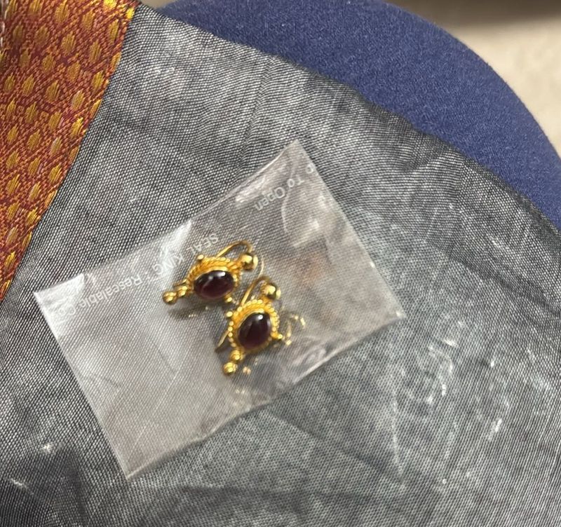 Gold &amp; Garnet Earrings- In Silver