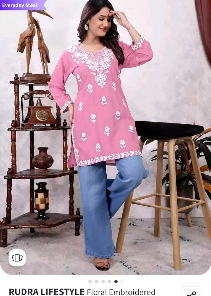 Pink Embroidered Kurta