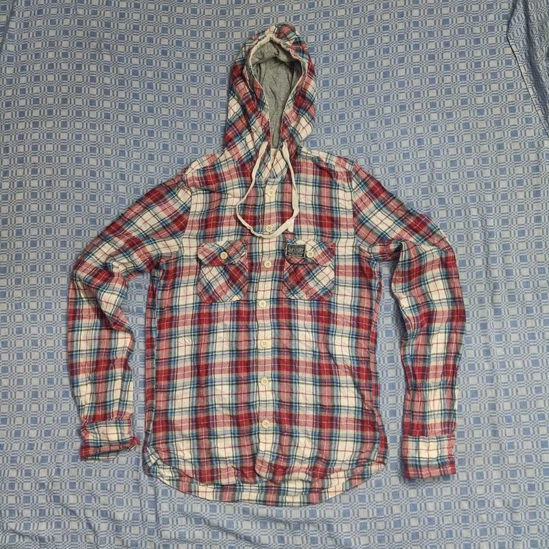 Red Plaid Hoodie Shirt