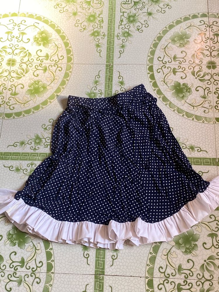 retro style navy blue knee length skirt with white