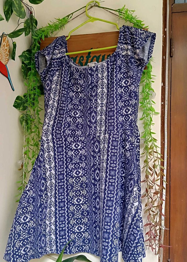 Blue &amp; White Print Dress
