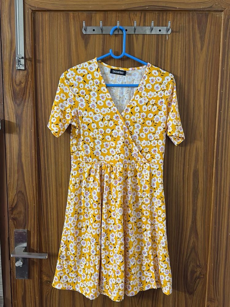 Floral Wrap Like Design Dress