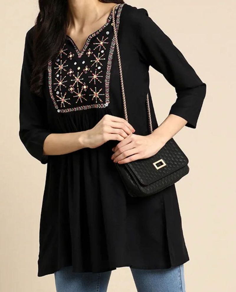 Anouk Embroidered Mirror Work Short Kurti