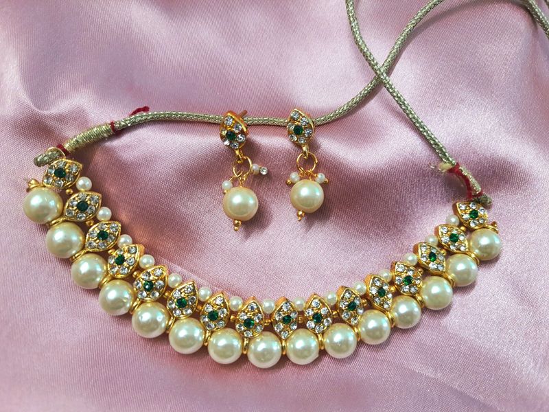New Pearl &amp; Stone Jewellery Set With Box