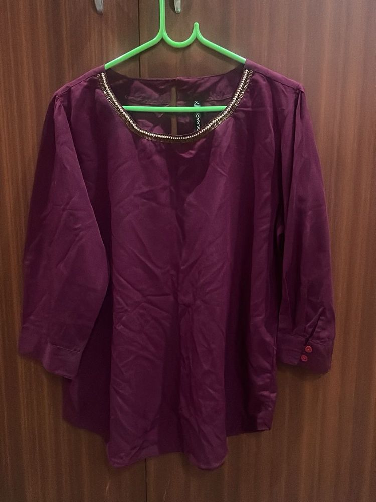 Elegant Purple Embellished Top