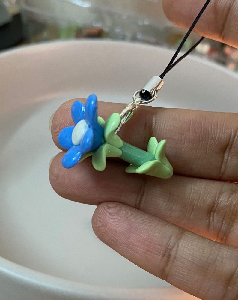 Blue flower handmade charm