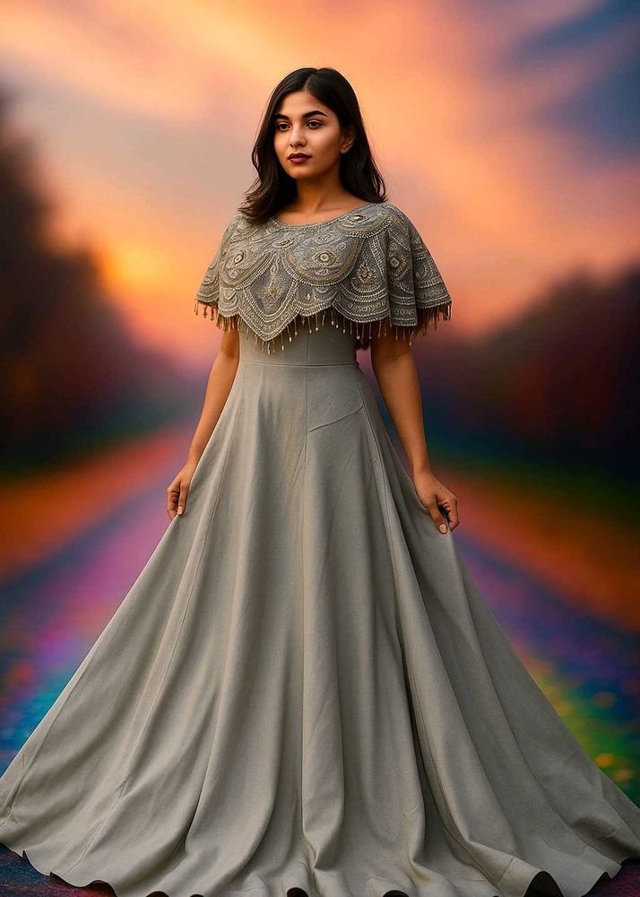 Beautiful ❤️ Party Wear Gown With Detachable Pochu