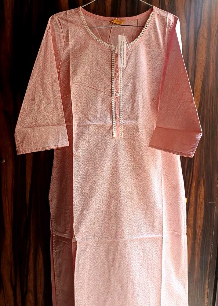 Elegant Peach Printed Kurta by Aurelia
