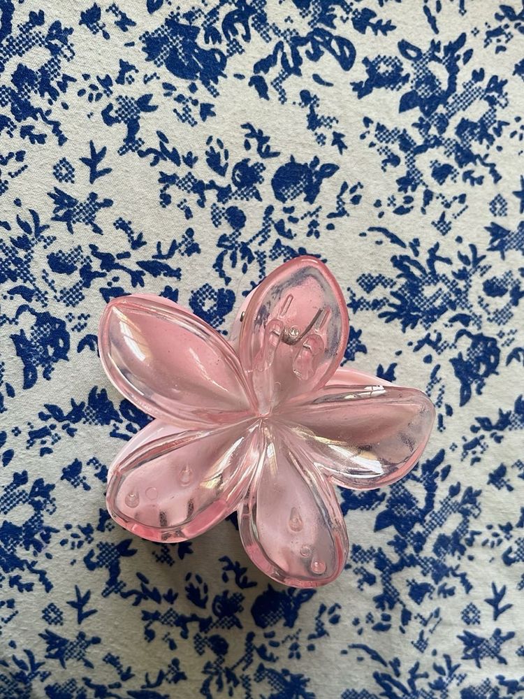 Pink Flower Hair Claw Clip