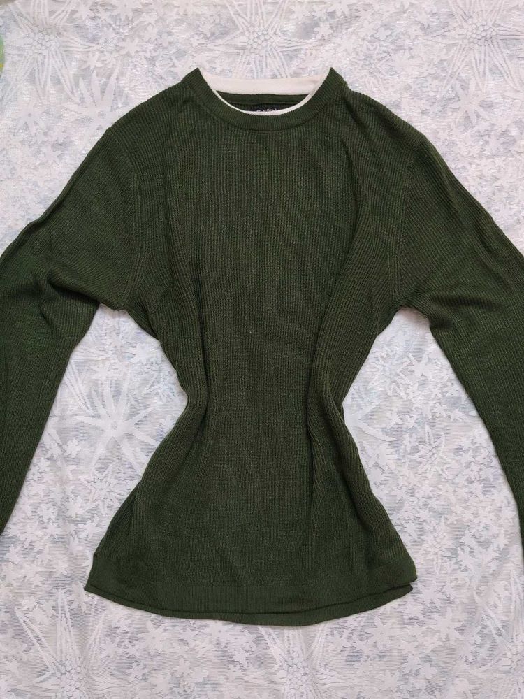 DARK OLIVE GREEN PULLOVER FOR MEN