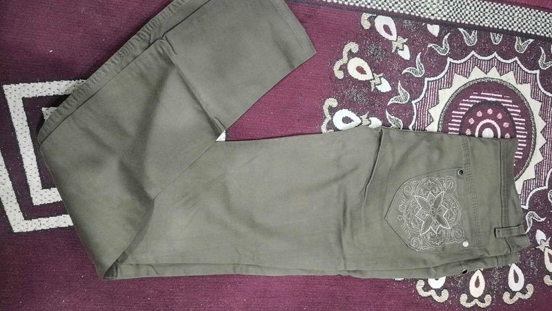 Olive Green Casual Pants