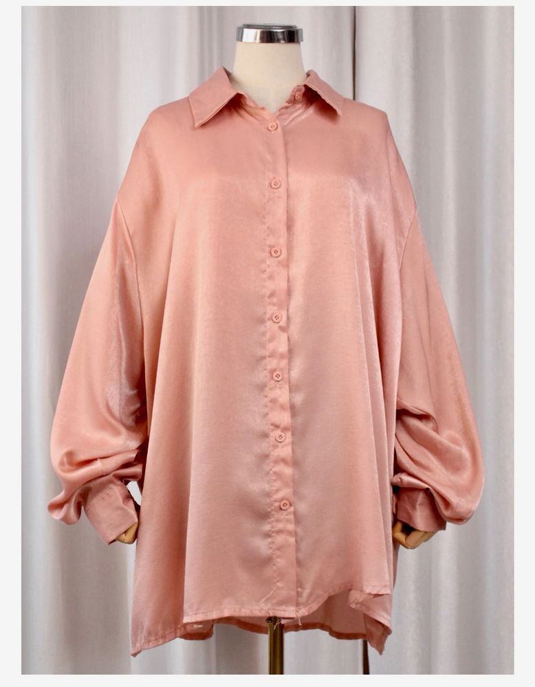 Plus Size Peach Button-Down Shirt