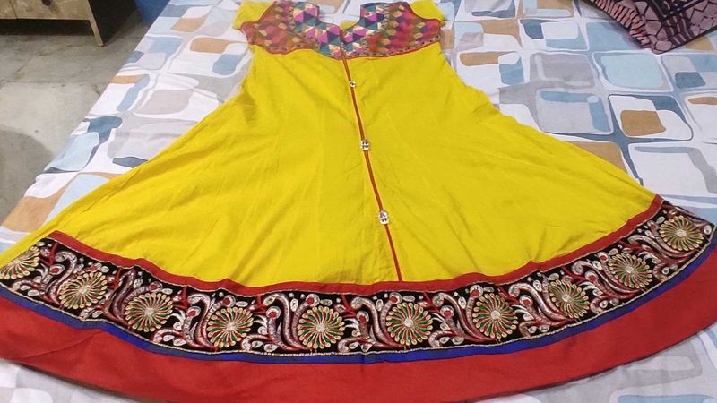 Yellow &amp; Colorful Embroidered Kurta and pattern