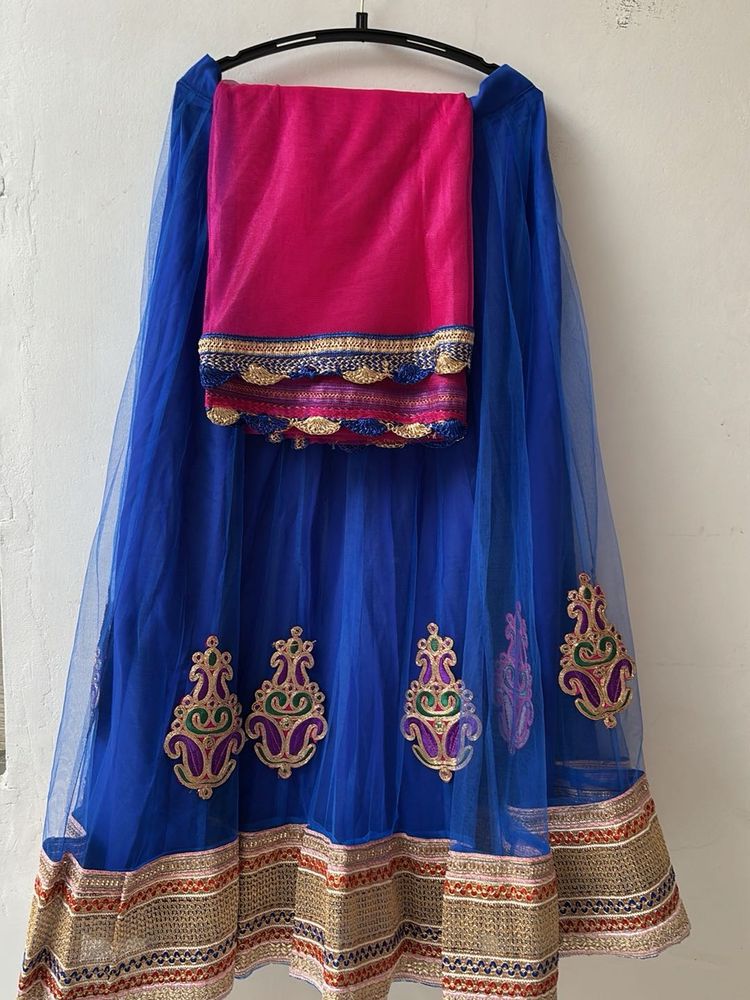 Elegant Blue Lehenga Choli Set without blouse