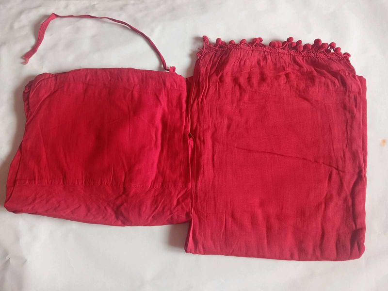 Red Ethnic Skirt &amp; Top Set