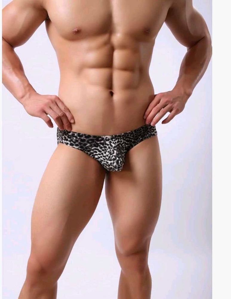 Men Leopard Print Underwear Low Waist Bulge Pouch