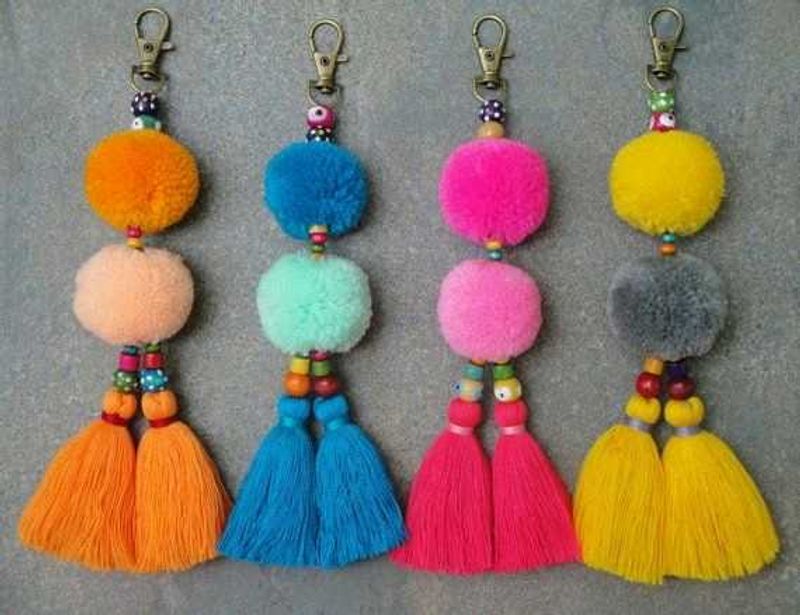Colorful Pom  Keychain
