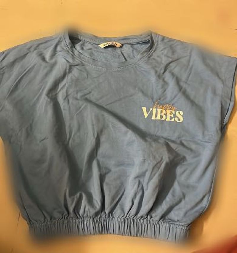 Cute Blue Happy Vibes Top