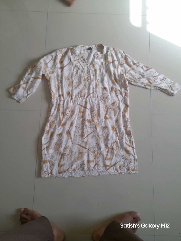 OFF WHITED PRINTED TUNIC TOP