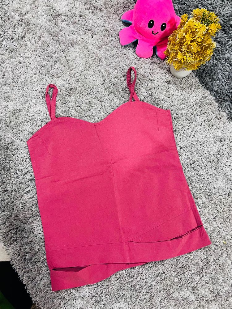 Pink Strappy Tank Top